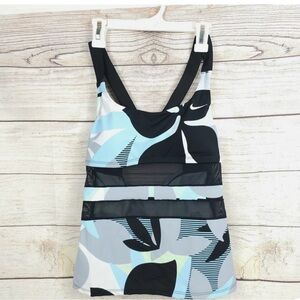 Nike Women's Black and Blue Graphic Swim Tankini